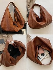 olcso Kézitáskák és bevásárlótáskák-női nagy műbőr hobo táska, lezser, bő válltáska cipzárral, vintage táska munkába, utazáshoz, vásárláshoz és mindennapi használatra