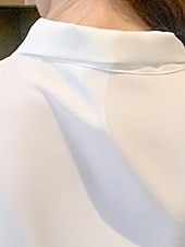 preiswerte Schicke Blusen-Damen Hemd Elegant Satin-Top Bluse Schleife Einfach Stilvoll Langarm Rundhalsausschnitt Normale Oberteile Ferien Ausgehen Blau Weiß Frühling Herbst