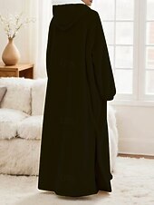 preiswerte Damen Schlafoberteile und -unterteile-Damen Schlafanzug Freizeitkleidung Flanell Warm Mode Tragbarer Decken-Hoodie Einfarbig Tasche Heim Täglich Bett Langarm Kapuzenpullover Schwarz Marineblau Königsblau Grün Hellgrau Herbst Winter