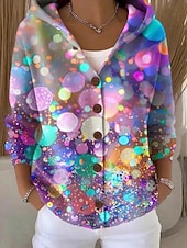 cheap Open Front Cardigan-Women's Sweater Daily Floral Hooded Print Long Sleeve Regular Tops Knit Daily White Light Green Spring Fall