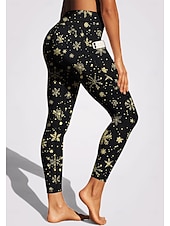 baratos Leggings e collants para ioga-Women's pilates leggings fitness pants Gym Leggings Pockets Stamp Duty Side Pockets Pilates Gym Gym Workout Pants Tights Leggings Christmas Black Sports Activewear Stretchy Tight Fit