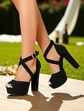 Недорогие Сандалии на платформе-Женские красные замшевые босоножки на платформе с открытым носком и перекрещивающимися ремешками на высоком каблуке для ночных вечеринок &amp;клубная одежда