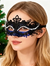 preiswerte Maskerade-Zubehör-Grüne Maskenmaske für Damen mit schwarzer Spitze und Strass-Details für Weihnachtsfeier, Ball &amp;Karneval
