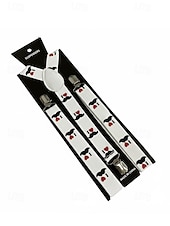 Недорогие Мужские галстуки и бабочки-Мужские рождественские подтяжки с принтами в виде снеговиков, леденцов и орнаментов, регулируемые и праздничные, разные цвета