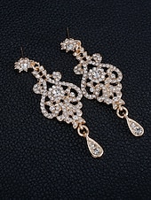 tanie Naszyjnik damski-Zestaw biżuterii z kryształkami dla kobiet na bal – elegancki srebrny naszyjnik i wiszące kolczyki, styl vintage glamour na wieczór, bal maturalny &amp;formalne okazje