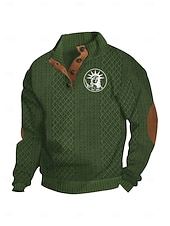 abordables Sudaderas 3D para hombre-Hombre Sudadera Negro Blanco Vino Verde Ejército Azul Marino Cuello Mao Graphic Jacquard Retazos Diario Festivos Noche Poliéster Ropa de calle Casual Otoño Invierno Ropa Sudaderas con capucha