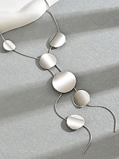 abordables Collier pour femme-Collier long à pendentif disque géométrique pour femme – bijou minimaliste moderne à superposer pour soirées élégantes, événements formels et mode quotidienne