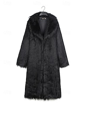 halpa Miesten takit-Miesten Talvitakki Tekoturkis Loma Päivittäin Pidä lämpimänä Fleece Syksy Talvi Tavallinen Muoti Katutyyli Kauluskäänne Pitkä Musta Valkoinen Keltainen Jackets