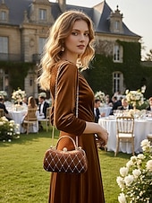 tanie Torby na ramię-Damska aksamitna pikowana wieczorowa torebka z diamentowymi akcentami – elegancka torebka na ramię na świąteczne przyjęcia, spotkania i specjalne okazje