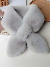 baratos Lenços Femininos-cachecol feminino de pele sintética de natal, aquecedor de pescoço macio com nó cruzado, xale elegante de inverno para festas de fim de ano e presentes