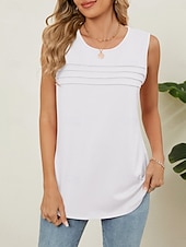 economico Serbatoio Semplice-Per donna Canotta Tinta unica Elegante Casual Senza Maniche Girocollo Top Regolari Quotidiano Blu Nero Bianco Rosa Vino Estate