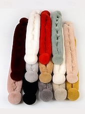 preiswerte Schals für Damen-Weihnachtsschal aus Kaninchenfellimitat für Damen mit Bommeln, weiches und kuscheliges Winteraccessoire für Feiertagspartys und als Geschenk