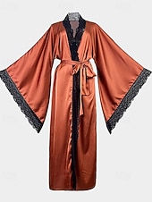 Χαμηλού Κόστους Γυναικεία Πιτζάμες Onesies-Γυναικεία Πυτζάμες Σαλόνια Νυχτικιά Ολόσωμες Φόρμες Ζεστό Μοντέρνα Σέξι Μονόχρωμες Σατέν Μεταξωτές Πιτζάμες Πιτζάμες Κορδόνι Δαντέλα Σπίτι Μακρυμάνικο Λαιμόκοψη V