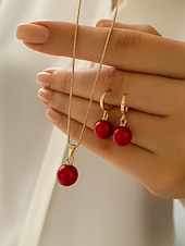 halpa Naisten kaulakoru-Naisten tekohelmikaulakoru ja korvakorut kultaisilla yksityiskohdilla, elegantit joulukorut juhlajuhliin