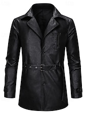preiswerte Kunstlederjacke-Herren Kunstlederjacke Bikerjacke Motorradjacke Urlaub Täglich Winddicht Warm Tasche Frühling Herbst Einfach Mode Klassisch Revers Regulär Schwarz Kaffee Jacken