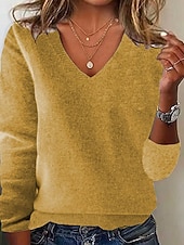 halpa Kiinteät värit-Naisten Neulos Pusero Päivittäin Tyylikäs Vapaa-aika Yhtenäinen väri Joustin V kaula-aukko Kudottu Pitkähihainen Tavalliset topit Neuloa Päivittäin Pyhäpäivä Bile Musta Valkoinen Syksy Talvi