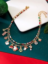 billige Halskjede for kvinner-Julekjede med sjarm til dame, flere stiler med sjarm til julenissen, snømannen og juletreet, perfekt til høytidsfester og festlige gaver.