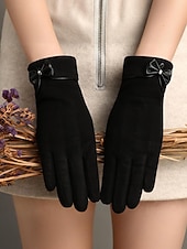 ieftine Accesorii de Crăciun-Mănuși de Crăciun pentru femei cu ecran tactil – material cald din poliester cu un design drăguț cu funde, perfecte pentru petreceri și ținute de iarnă