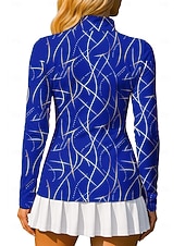 baratos Camisa Feminina-Mulheres Geométrica Arte abstrata Moletom Polo Tops Camisa Camisa Esportiva Manga Longa Imprimir Quarter Zip Pullover UPF50+ Resistente a UV Proteção UV Elástico Respirável Voleibal Tênis Golfe