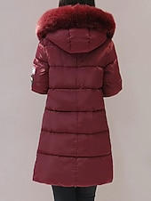 preiswerte Steppjacken-Damen Wintermantel Daunenjacke Warm Bequem Reißverschluss Tasche Lässig Einfarbig Urlaub Alltagskleidung Ausgehen Wochenende Lang Mit Kapuze Normale Passform Langarm Oberbekleidung Schwarz Weiß Rosa