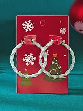 お買い得  レディースイヤリング-レディースクリスマスフープイヤリング、赤と緑のツイストデザイン、合金素材、ホリデーパーティーやギフトに最適