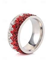 tanie Biżuteria męska-Męski pierścionek ze stali nierdzewnej z okazji świąt Bożego Narodzenia – stylowa obrączka z czerwonymi, niebieskimi i czarnymi kryształkami – idealny świąteczny dodatek dla mężczyzn – świąteczny prezent w postaci biżuterii bożonarodzeniowej