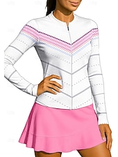 halpa Naisten paita-Naisten Geometrinen Urheilupaita Tennispaita Pitkähihainen Vetoketju Kukka-aihe UPF50+ UV-vastustuskykyinen Erittäin elastinen Kosteuden siirtävä Hengittävä Lentopallo Tennis Golf poolokaulus