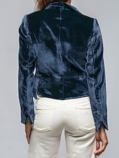 economico Blazer e Completi-Per donna Blazer Blazer di velluto Confortevole Tasca Moda Semplice Feste Festa / Sera Casuale Corto Regolare Collo ripiegato Vestibilità regolare Manica Lunga Capispalla blu navy Nero Vino Primavera