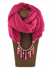 baratos Acessórios de Natal-colar de cachecol macio feminino com borla e pingente de contas, acessório de natal multicolorido e elegante para roupas de inverno e festas de fim de ano