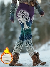 economico stampa vichinga-Leggings Boho Viking da donna in stile etnico vintage leggings comodi streetwear a lunghezza intera vita alta grafica a motivo geometrico vita elastica stampa termici caldi comodi elastici per le