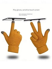 economico Guanti da donna-Guanti invernali termici da donna con touchscreen, guanti caldi in maglia foderati in pile per Natale, abbigliamento da esterno per il freddo e regali per le feste