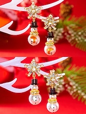 billiga Kvinnors örhänge-Julörhängen i legering för kvinnor med snögubbe- och snöflingedesign, perfekta för högtidsmode och festliga presenter