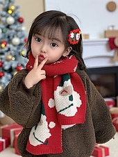 economico Accessori di Natale-Set di cappello e sciarpa natalizi per bambini, in morbida maglia con motivi di renne e alberi, caldi accessori invernali per bambini e bambine, perfetti per le feste e le celebrazioni natalizie