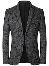 preiswerte Herren Klassische Blazer-Herren Blazer Geschäft Cocktailparty Hochzeitsfeier Mode Lässig Frühling Herbst Polyester Einfach Tasche Knöpfe Bequem Einreihig Blazer Schwarz Marineblau Grau