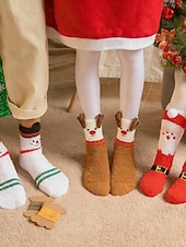  női 3 pár karácsonyi bolyhos otthoni zokni, hangulatos rénszarvas mikulás hóember bolyhos téli papucszokni ünnepi pihenőhelyre &ajándékok