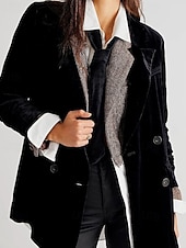economico Blazer e Completi-Per donna Blazer Blazer di velluto Confortevole Tasca Bottoni Moda Semplice Feste Festa / Sera Uscire Regolare Collo ripiegato Vestibilità regolare Manica Lunga Capispalla Nero Vino Verde scuro