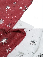 abordables Bufandas de mujer-Bufanda navideña de copo de nieve para mujer, diseño festivo en rojo y blanco con copos de nieve metálicos, material de poliéster suave, perfecta para fiestas navideñas y ropa de invierno.