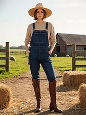 お買い得  ファッションブーツ-女性用本革ニーハイブーツ、高級牛革素材、レースアップとバックルのディテール、ブロックヒール、女性用都会的なカジュアルファッションフットウェア