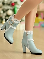 preiswerte Stiefeletten-Rote Damenstiefeletten mit goldener Schleife – festliche High Heel-Stiefel für Damen – perfekt für Weihnachtsfeiern, Feiertagstreffen und Abende