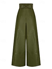 Dámské Drzý Kalhoty chinos Kožené kalhoty prázdniny Vinobraní Šik ven Plná délka Středně vysoký pas Bez vzoru Zip Kapsy Pohodlné Lehce elastické Venkovní Dovolená Denní Černá Armádní zelená Podzim levne široké nohavice a vysoký pas-Dámské Drzý Kalhoty chinos Kožené kalhoty prázdniny Vinobraní Šik ven Plná délka Středně vysoký pas Bez vzoru Zip Kapsy Pohodlné Lehce elastické Venkovní Dovolená Denní Černá Armádní zelená Podzim