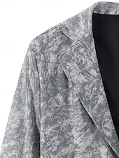 cheap Men's Classic Blazers-Men's Blazer Business Cocktail Party Wedding Party Fashion Casual Spring Fall Polyester Graphic Prints Pocket Buttons Comfortable Single Breasted Blazer Gray