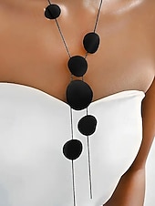 abordables Collier pour femme-Collier long à pendentif disque géométrique pour femme – bijou minimaliste moderne à superposer pour soirées élégantes, événements formels et mode quotidienne