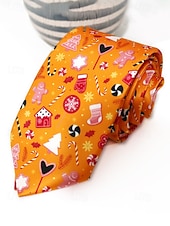 abordables Cravates et nœuds papillon pour hommes-Cravates de Noël pour hommes en polyester – motifs Père Noël, bonhomme de neige et autres motifs festifs, parfaites pour les fêtes de Noël et les occasions spéciales.