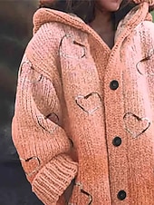 Dámské Kardigan Denní Na běžné nošení Srdce Grafika Rýhovaný Kapuce Kapsy Knoflíky Tisk Dlouhý rukáv Dlouhé topy Plést Venkovní Víkend Oranžová Podzim Zima levne Kardigany a svrchní oděvy-Dámské Kardigan Denní Na běžné nošení Srdce Grafika Rýhovaný Kapuce Kapsy Knoflíky Tisk Dlouhý rukáv Dlouhé topy Plést Venkovní Víkend Oranžová Podzim Zima