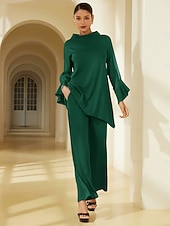 بنطلون نسائي من قماش مطاطي من الشيفون الشفاف بألواح واسعة الساق وخصر مرن أنيق ومريح للعمل اليومي والخريف رخيصةأون السراويل النسائية-بنطلون نسائي من قماش مطاطي من الشيفون الشفاف بألواح واسعة الساق وخصر مرن أنيق ومريح للعمل اليومي والخريف