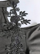 olcso Női Egyszerű Felsők-Női Blúz Tömör szín Stílusos Szexi Alkalmi Hosszú ujj Kötőfék nyaka Normál felsők Napi Csipke Kollázs Fekete Tavasz Ősz Tél