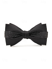 ieftine Nuntă ACC-Papion de Crăciun pentru bărbați – papion din satin roșu, negru și alb cu detalii din cristale și lanț auriu – accesoriu elegant de sărbătoare pentru evenimente formale