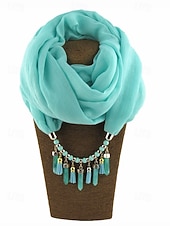 baratos Acessórios de Natal-colar de cachecol macio feminino com borla e pingente de contas, acessório de natal multicolorido e elegante para roupas de inverno e festas de fim de ano