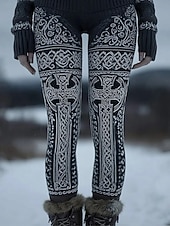 Χαμηλού Κόστους Τέχνη &amp; Σχεδίαση Εκτύπωση-Γυναικείες Leggings Viking Boho Vintage Εθνοτικής Στιλ Πλήρους Μήκους Ψηλή Μέση Γραφικά Αφηρημένα 3D Εκτύπωση Γρήγορης Στεγνώματος Αναπνευστικότητα Μαλακοί Ελαστικοί Επίσημες Διακοπές Κρασιού