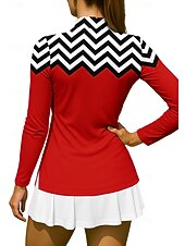 economico Camicia Donna-Per donna Geometrico Maglietta Maglietta sportiva Polo da golf Maglia da tennis Manica Lunga Cerniera Floreale UPF50+ Resistente ai Raggi UV Alta elasticità Traspirante Tennis Golf Pickleball Collo